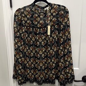 Max Studio Black Floral Lace Blouse